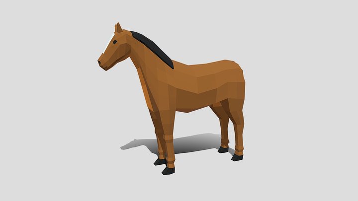 Low Poly Cartoon Horse 3D Model