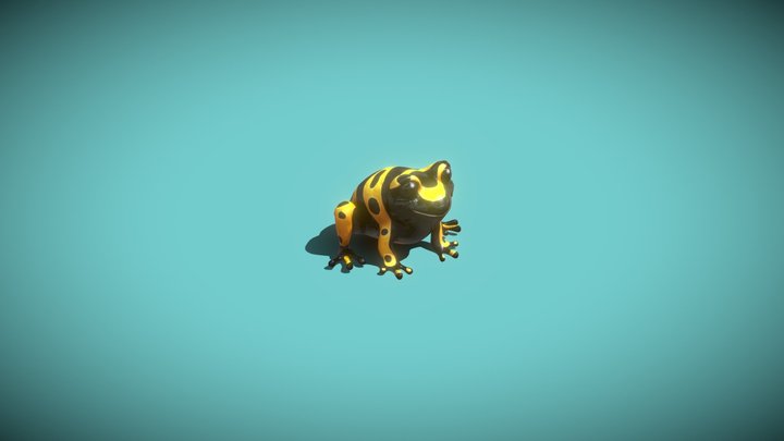 Cartoon Yellow-banded Frog 12 Animations 3D Model