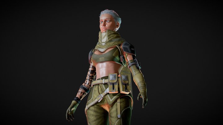 Military Woman Rigged PBR 3D Model