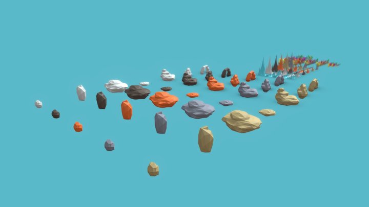 Low-Poly Rock Asset Pack 3D Model