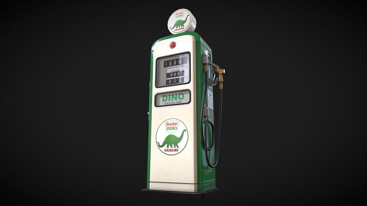 1950s Sinclair Dino Gas Pump (Good Condition) 3D Model