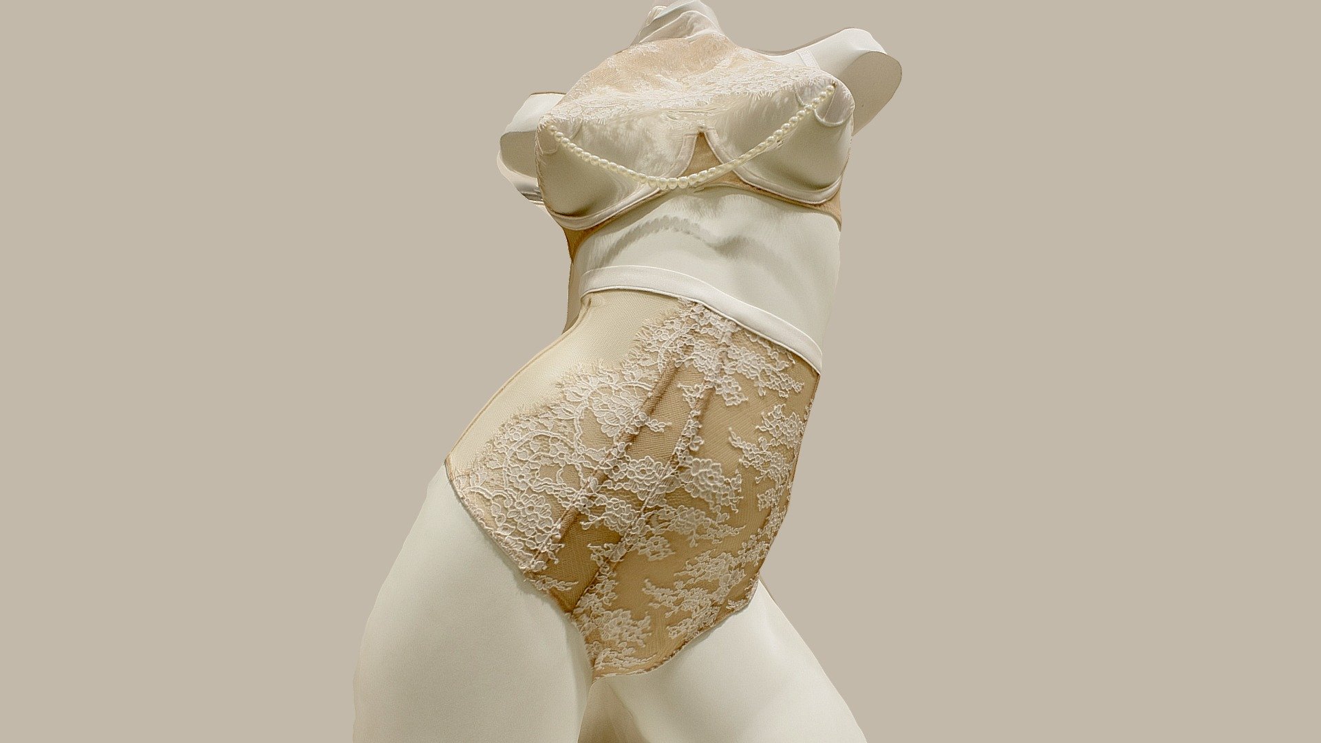 Girl in biege lingerie