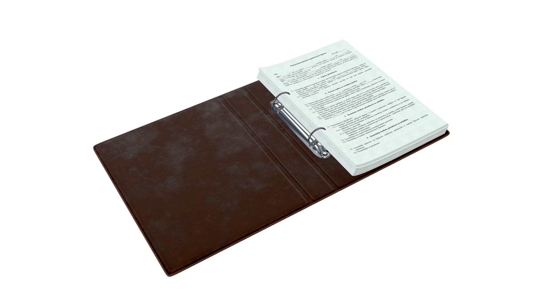 3D model Leather ring binder opened - This is a 3D model of the Leather ring binder opened. The 3D model is about text.