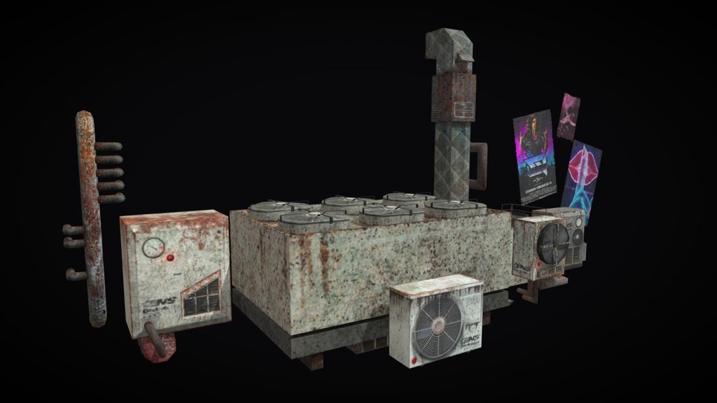 Lowpoly Airco Set (Bangkok Cityscene)