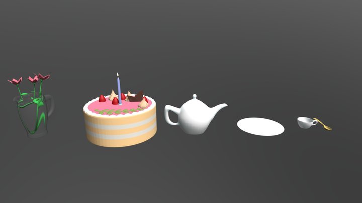 Birthday Cake Assets 3D Model