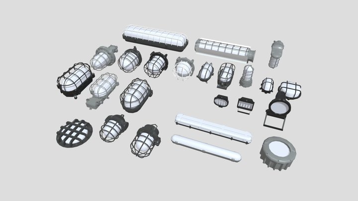 Industrial Light Fixtures [assets lib] 3D Model