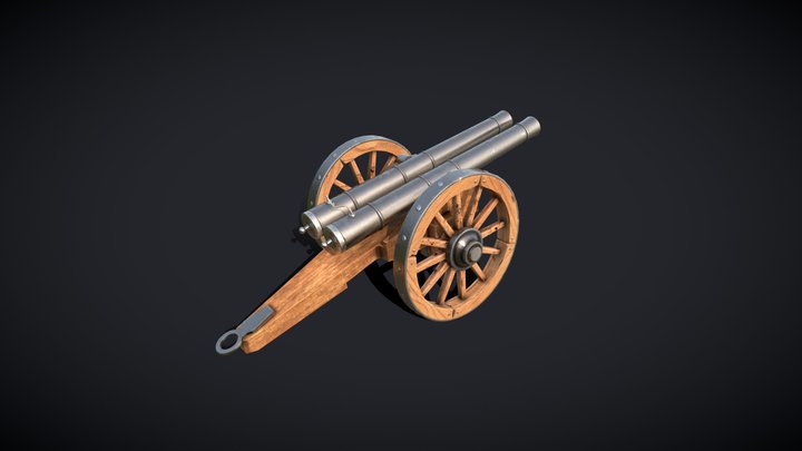 Medieval / Modern Twin Cannon 3D Model