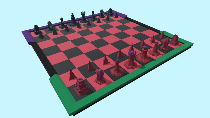 Low Poly Chess Set 3D Model