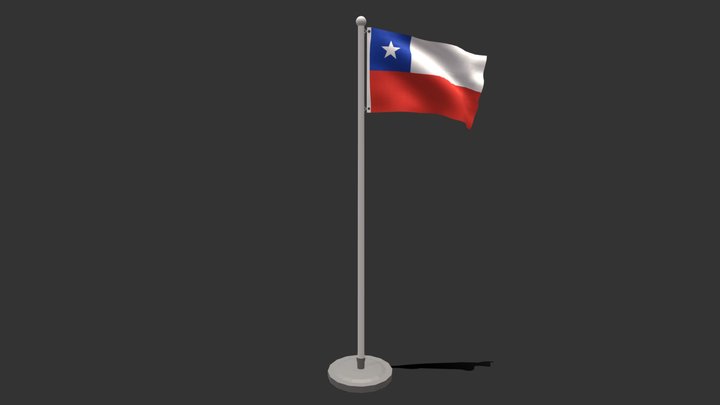 Low Poly Seamless Animated Chile Flag 3D Model