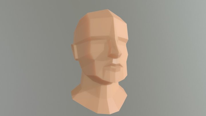 Low Poly Head Bust 3D Model