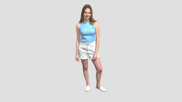 Blue Ribbed Tank and White Shorts – Gratis 3D-model STL