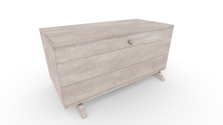 Vintage Wooden Trunk 3D Model