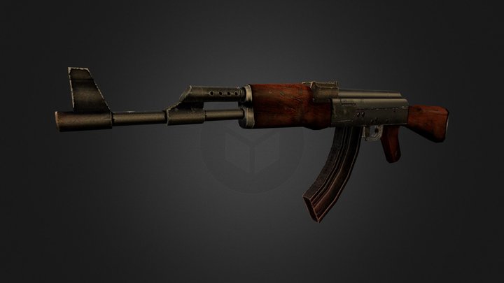 Handpainted LowPoly AK47 3D Model
