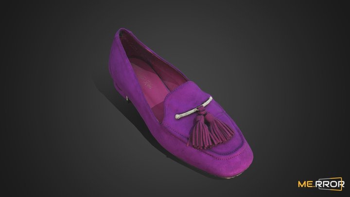 Purple Suede Loafers, Woman's Shoe 3D Model