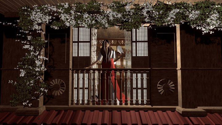 Old Philippine Heritage Home Balcony 3D Model