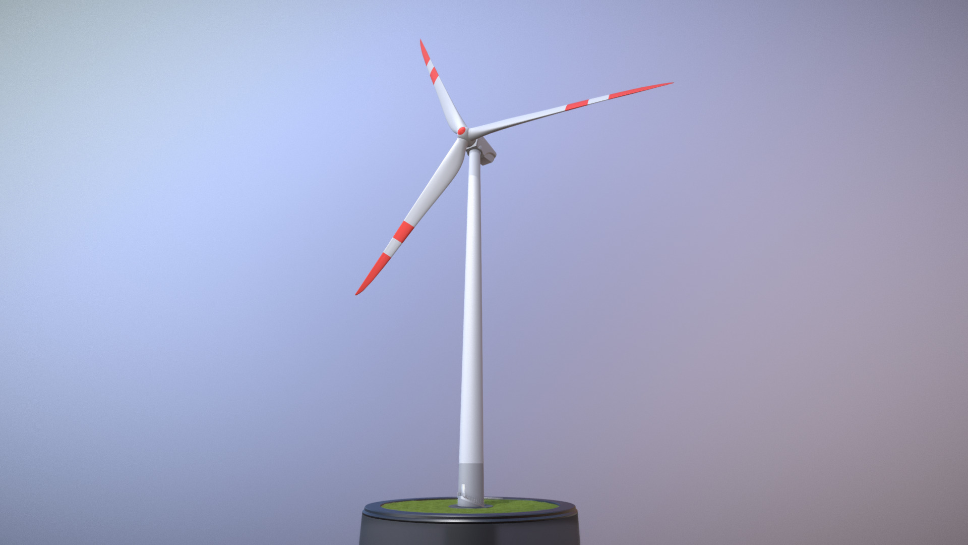 3D model Windkraftanlage mit Eingang - This is a 3D model of the Windkraftanlage mit Eingang. The 3D model is about a wind turbine on a stand with Wind Wand in the background.