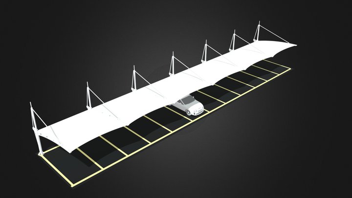 CP-B62S Rod-Supported Tensile Membrane Carport 3D Model