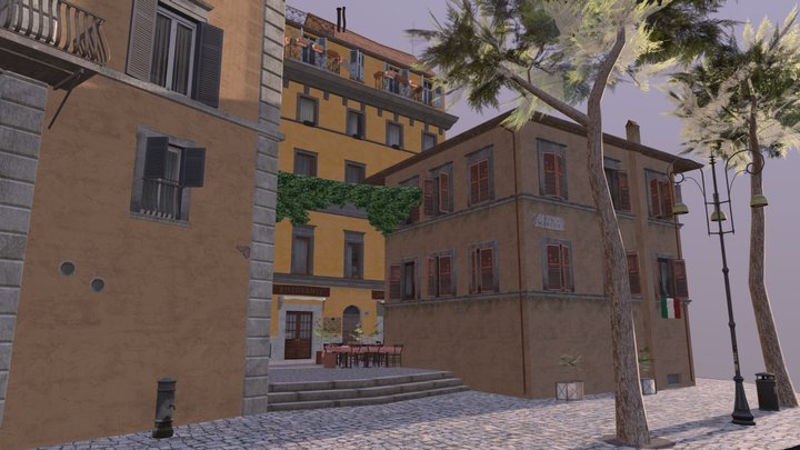 Cityscene Rome - End Assignment 3D lowpoly DAE 3D Model