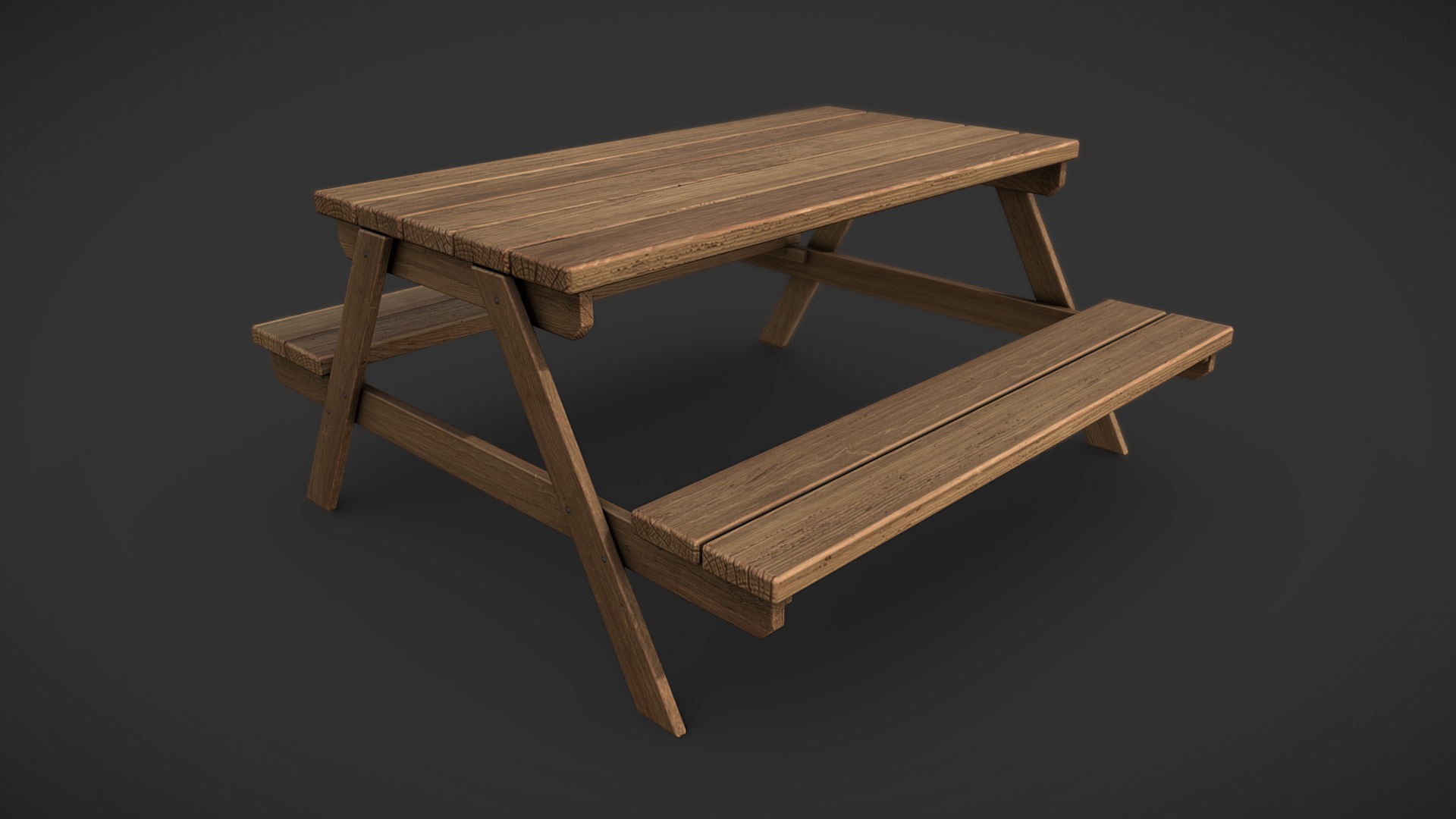 3D model Picnic Table - This is a 3D model of the Picnic Table. The 3D model is about a wooden table with legs.