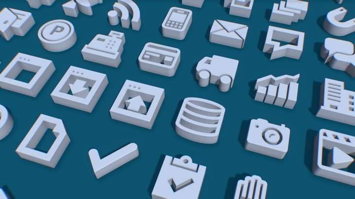 100 User Interface Icons 3D Model
