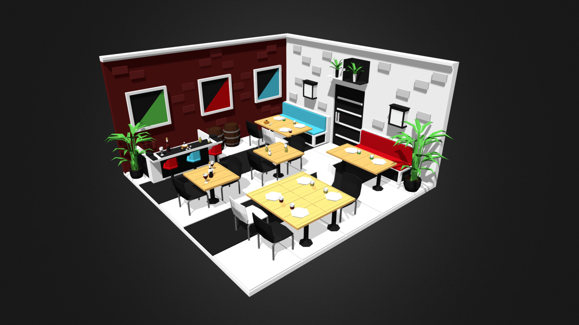 3D model Restaurant - This is a 3D model of the Restaurant. The 3D model is about engineering drawing.