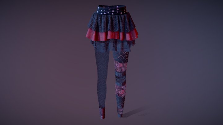 Skirt with lace kneesocks 3D Model