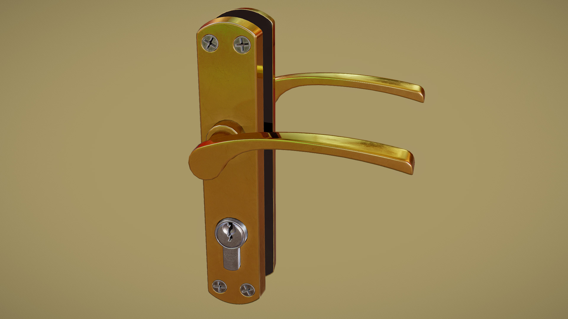 3D model Interior Door Handle - This is a 3D model of the Interior Door Handle. The 3D model is about a gold key chain.