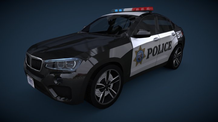 Lowpoly Generic SUV Police 3D Model