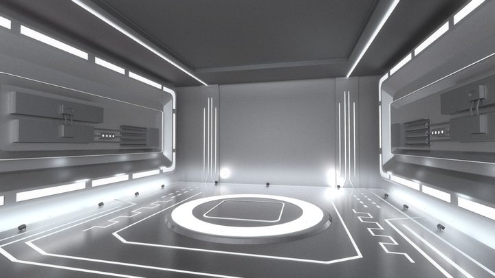 scifi space room baked scene 3D Model