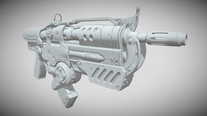 Gears of War - Hammerburst II (high poly) 3D Model