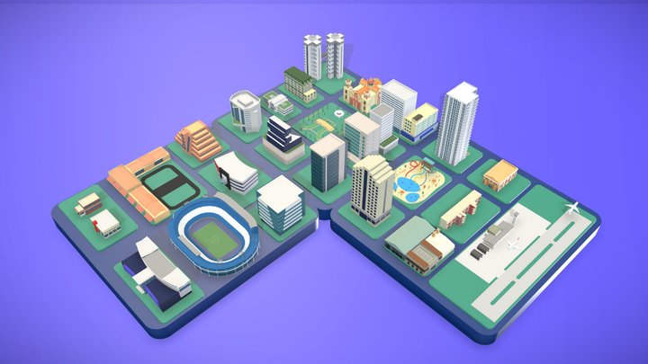 City Low Poly 3D Model