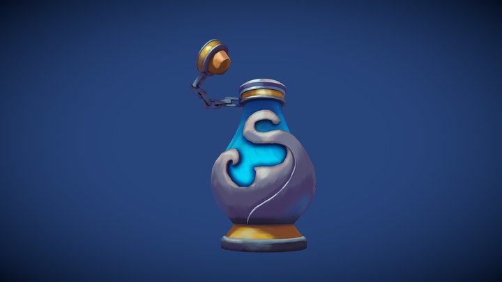 Hand-painted Blue Potion 3D Model