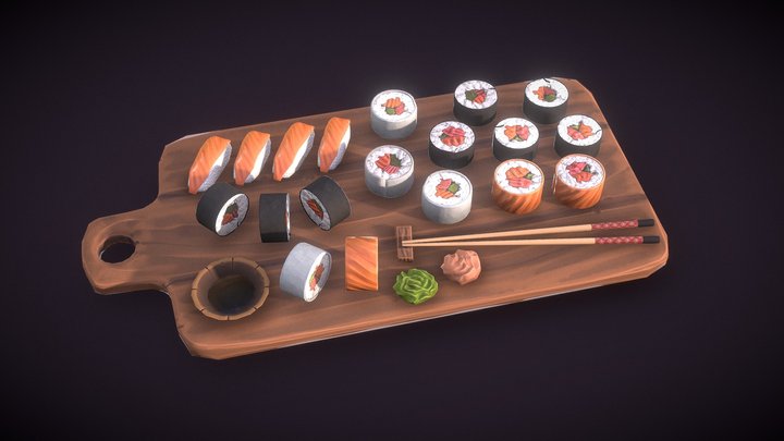 Stylized Sushi Board | Agustin Hönnun 3D Model