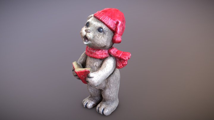 Christmas Bear With a Book 3D Model