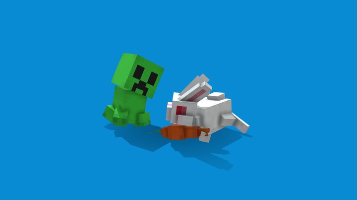 Bunny or Rabbit And Creeper 3D Model
