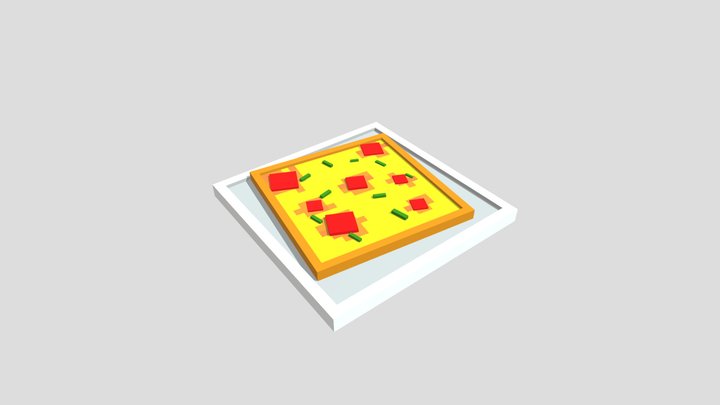Square Pizza on a Plate – Free 3D Model STL