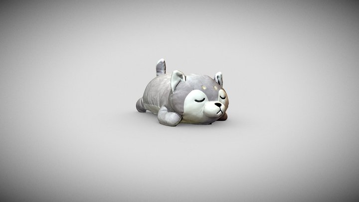 Stuffed Huskey Stuffed Animal Toy 3D Model