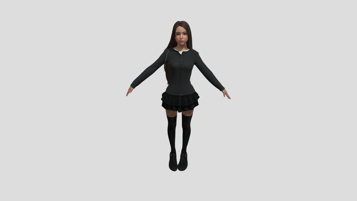 Full-body young woman standing with arms extend