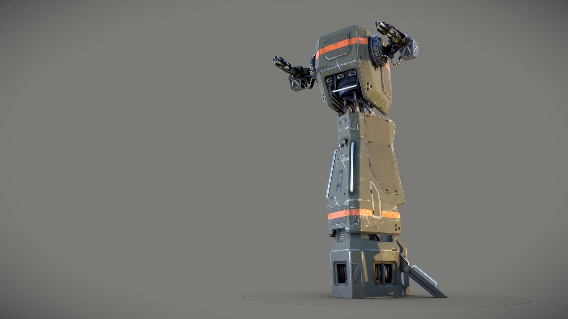 3D model Turret Tower - This is a 3D model of the Turret Tower. The 3D model is about a robot with a gun.