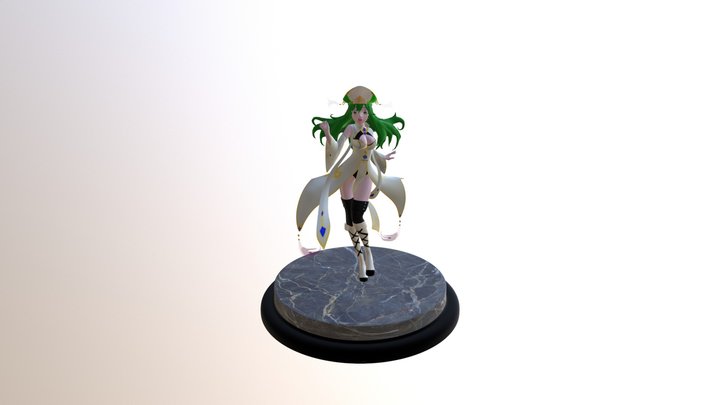 Green Hair Girl 3D Model
