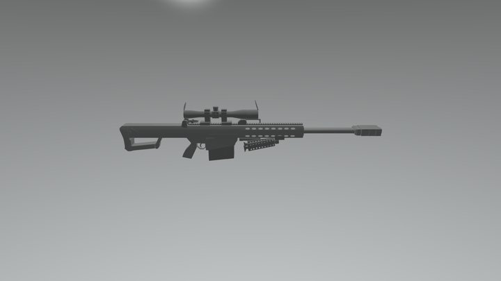 Low Poly Barrett M82 50 Cal 3D Model