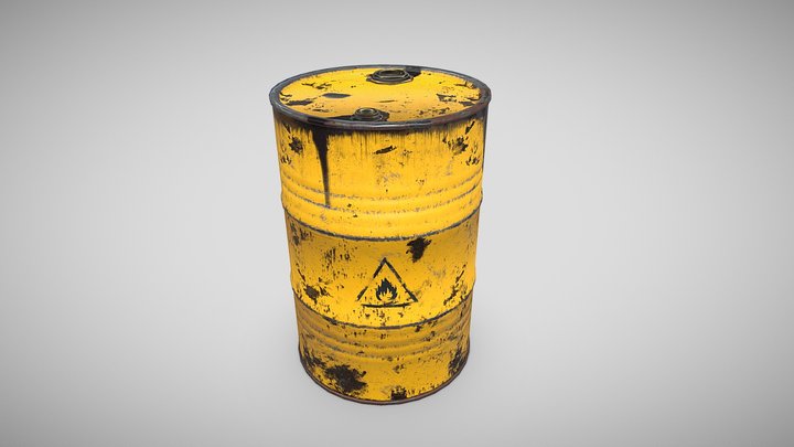 Old Oil Barrel Drum with oil leakage 3D Model