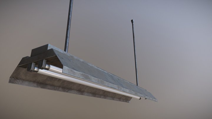 Fluorescent Ceiling Lamp 3D Model