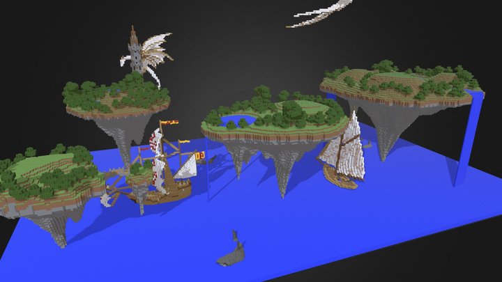 Ilhas flutuantes minecraft 3D Model