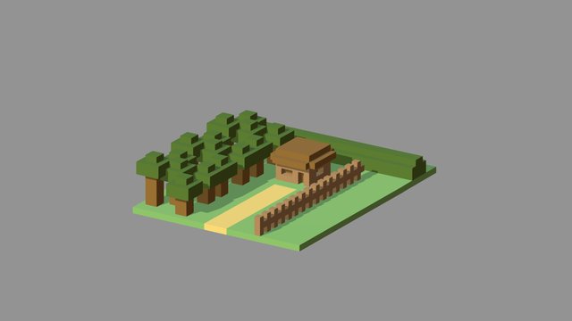 Voxel Tile-Based Scene 3D Model