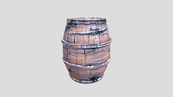 old wine barrel made of oak with mildew 3D Model