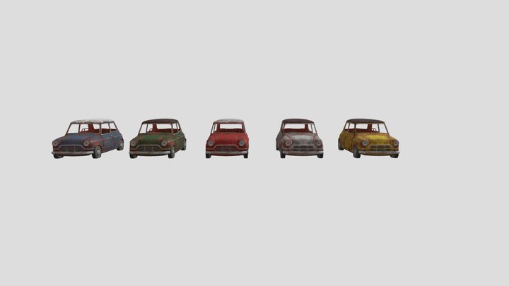 old-british-rusted-compact-car-low-poly-model 3D Model