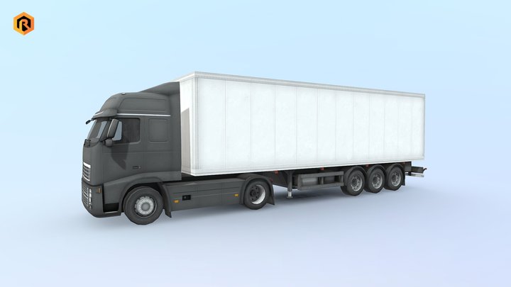 Big Truck with Trailer 3D Model
