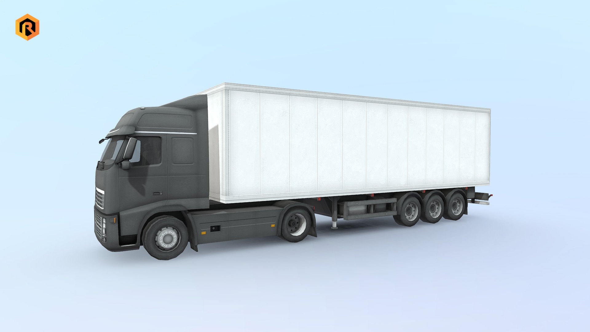 Big Truck with Trailer — Sketchfab embed 3D viewer