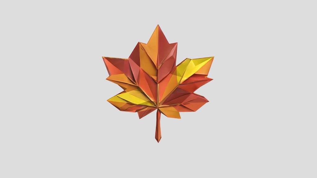 Stylized geometric maple leaf sculpture